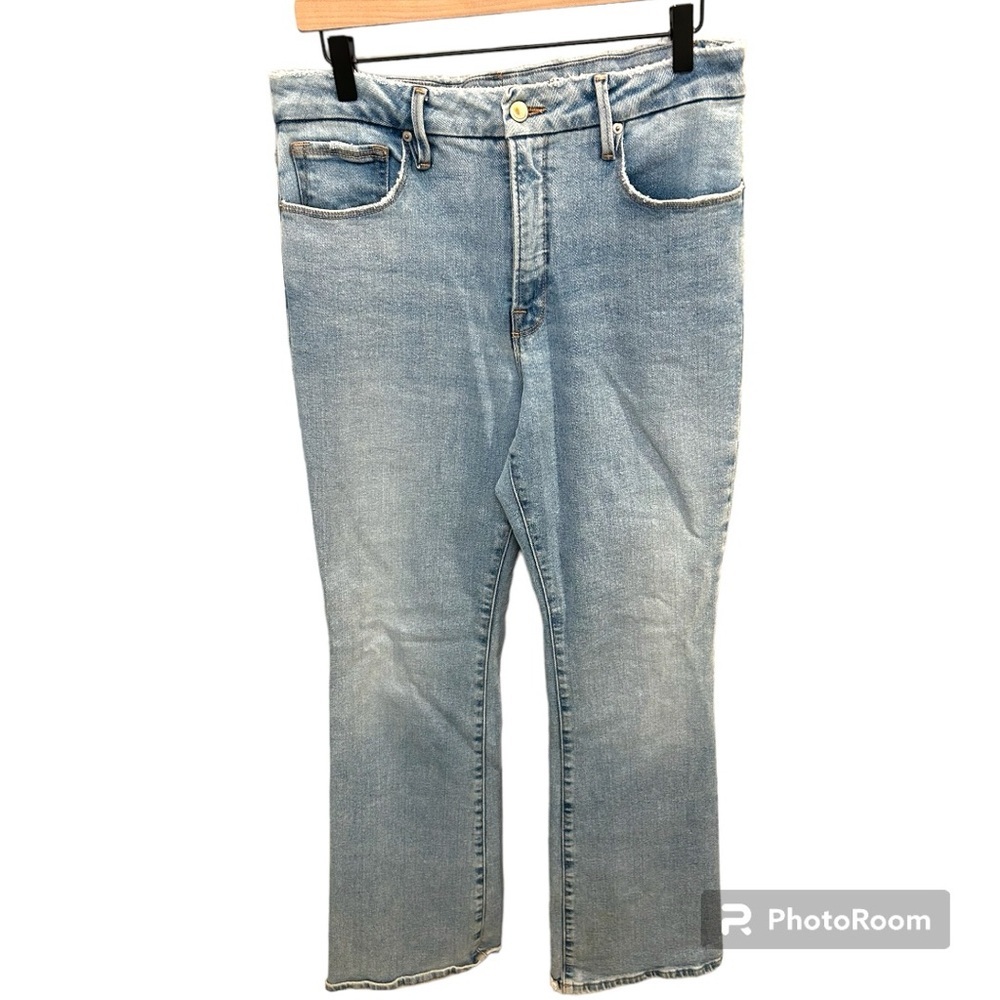 Good American Bootcut Jeans Size 12/31 Light Wash EUC E0601